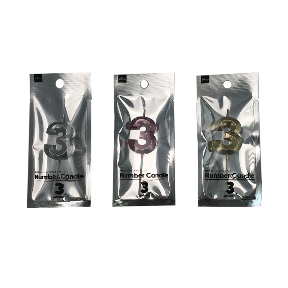 Number Candle Metallic 3