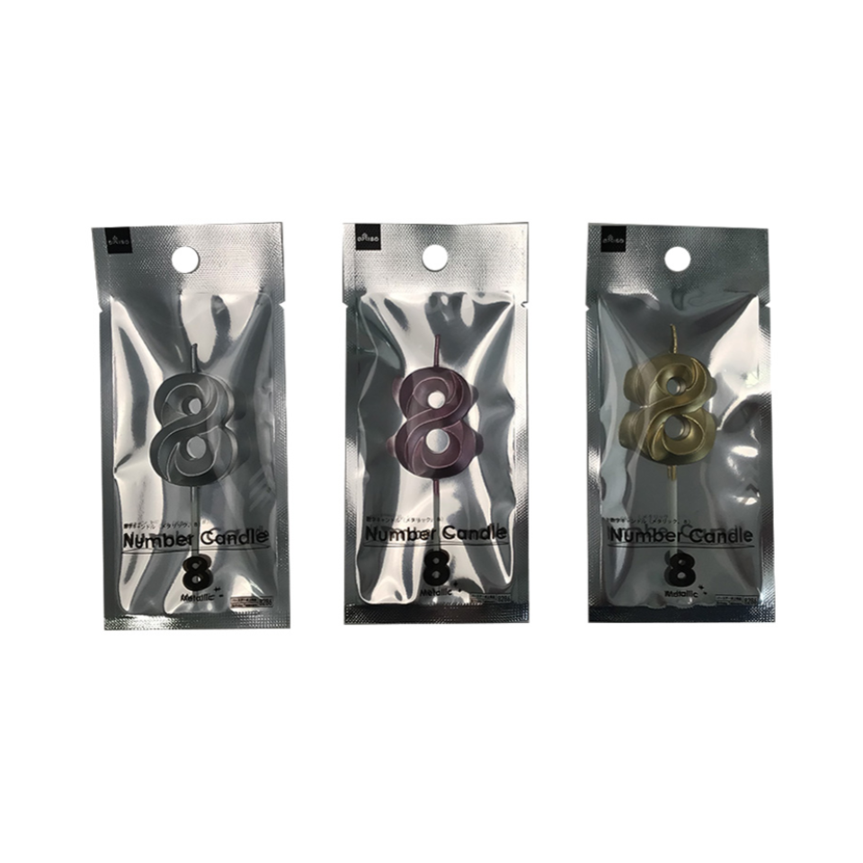 Number Candle Metallic 8