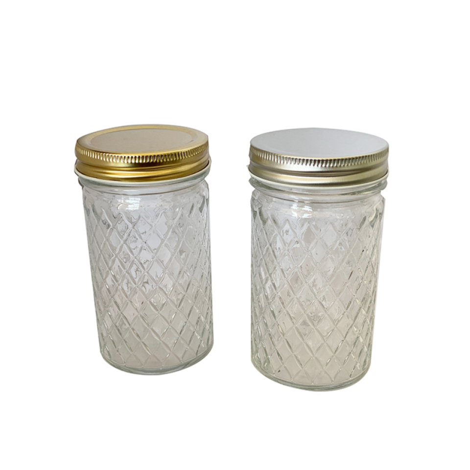 Glass Canister Diamond Pattern 350ml