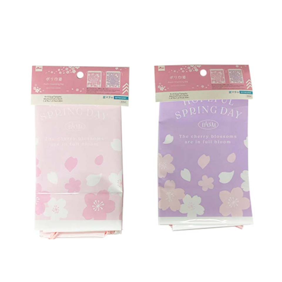 Plastic Drawstring Bag Cherry Blossom 45cm x 37cm x 10cm