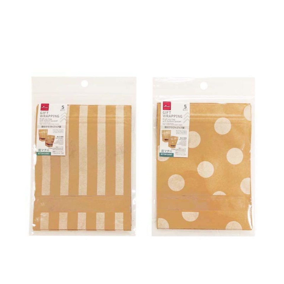 Kraft Zip Bag with Bottom Gusset Pattern 6.7in