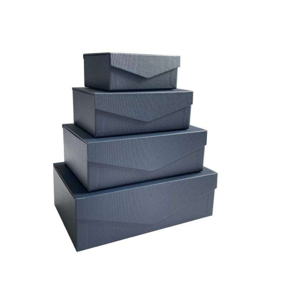 Paper Box with Lid Four Sizes Rectangular Navy