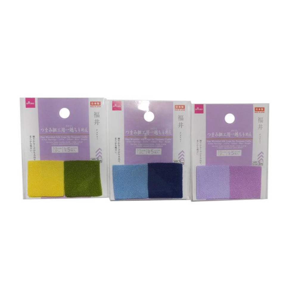 Fine Wrinkled Silk Crepe for Tsumami Crafts 3.5cm Yellow/Blue/Purple