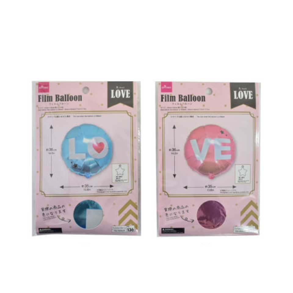 Foil Balloon Round Love Blue/Pink