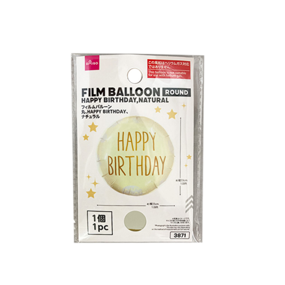 Film Balloon Happy Birthday Round Natural