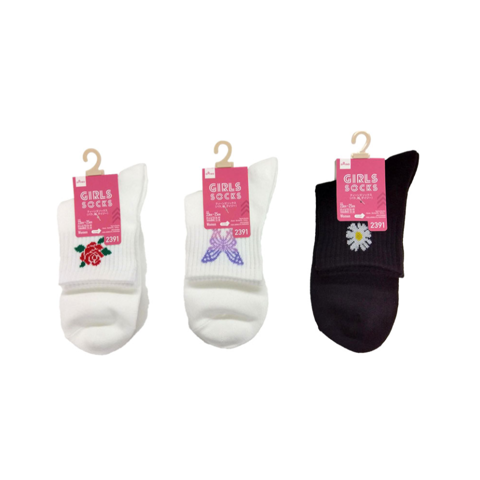 Teens Socks Rose/Butterfly/Daisy