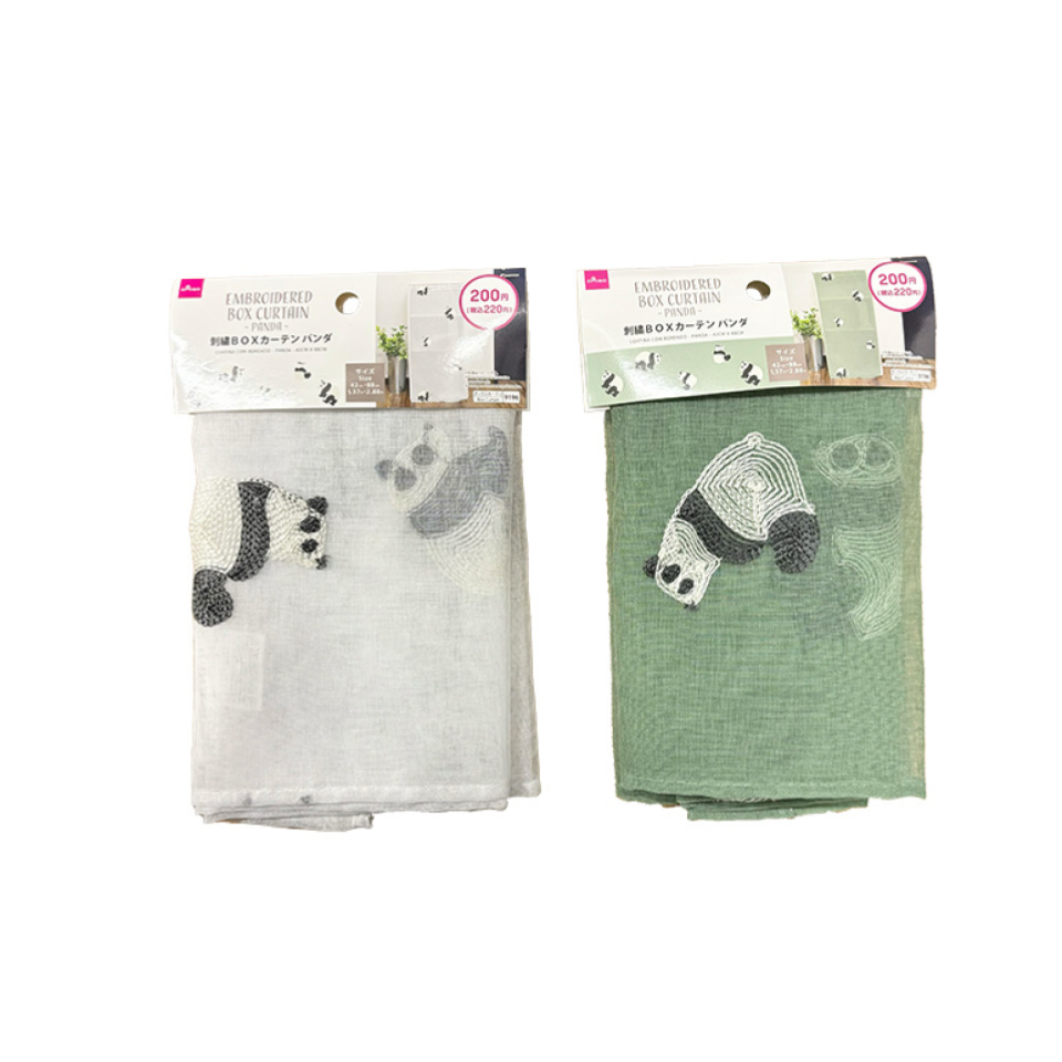 Embroidered Box Curtain Panda 42cm x 88cm