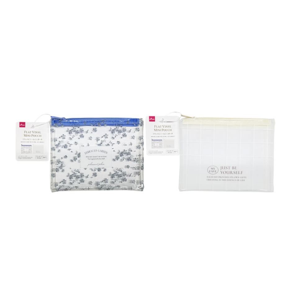 Flat Vinyl Mini Pouch Blue/White