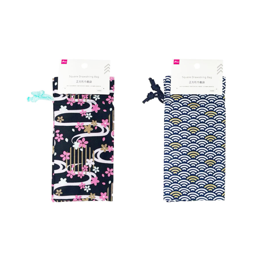 Square Drawstring Bag Japanese Pattern