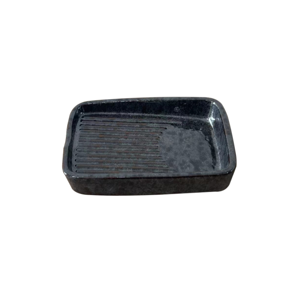 Yuzu Tenmoku Sashimi Soy Sauce Square Plate 9cm x 6cm x 2cm