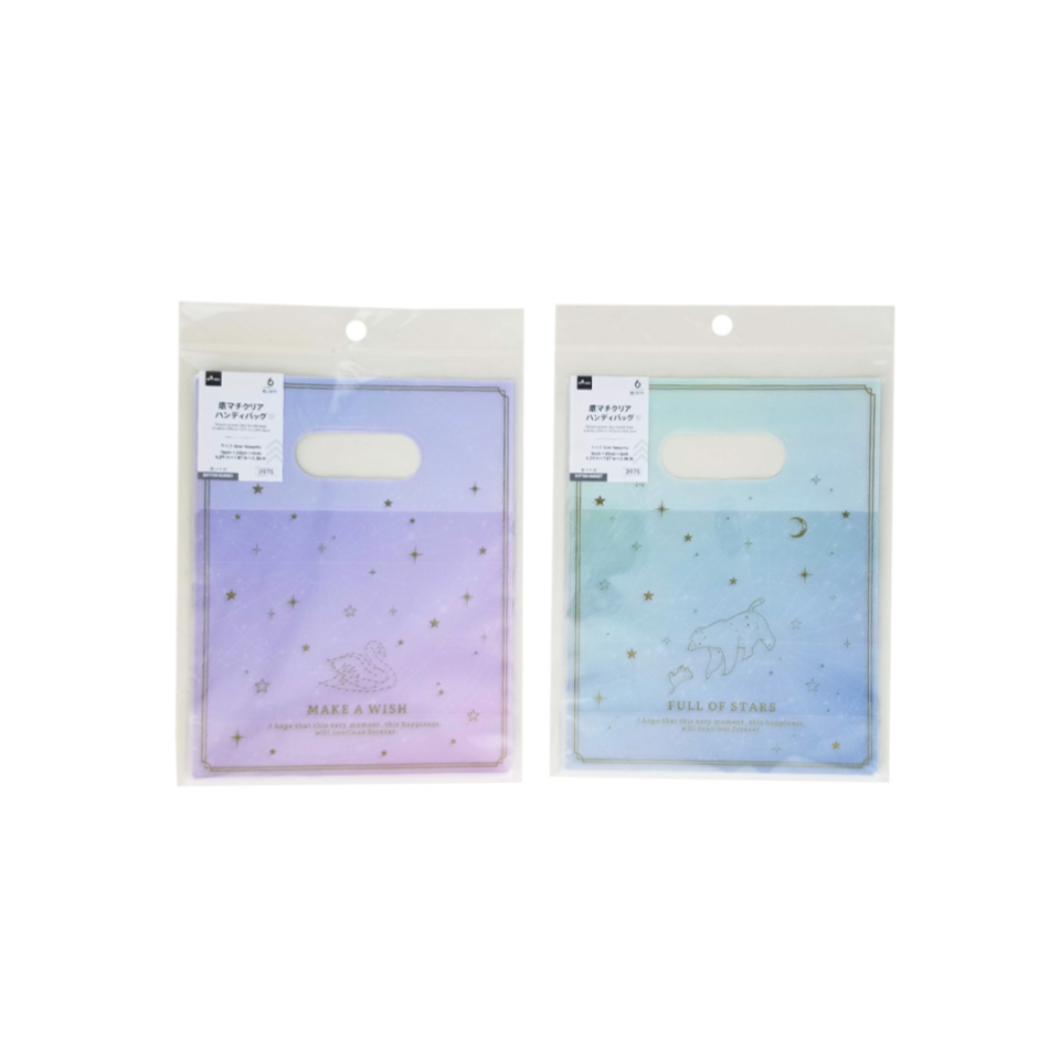 Bottom Gusset Clear Handle Bags Dreamy 6.29in x 7.87in x 2.36in