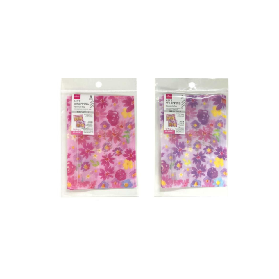 Square Zip Bag Flower 12cm x 17cm