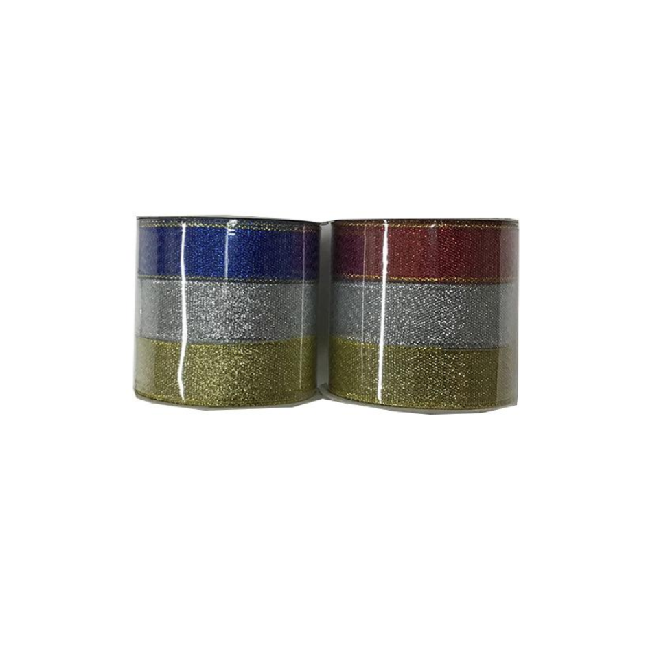 Three Color Ribbon Gold/Silver/Red/Blue