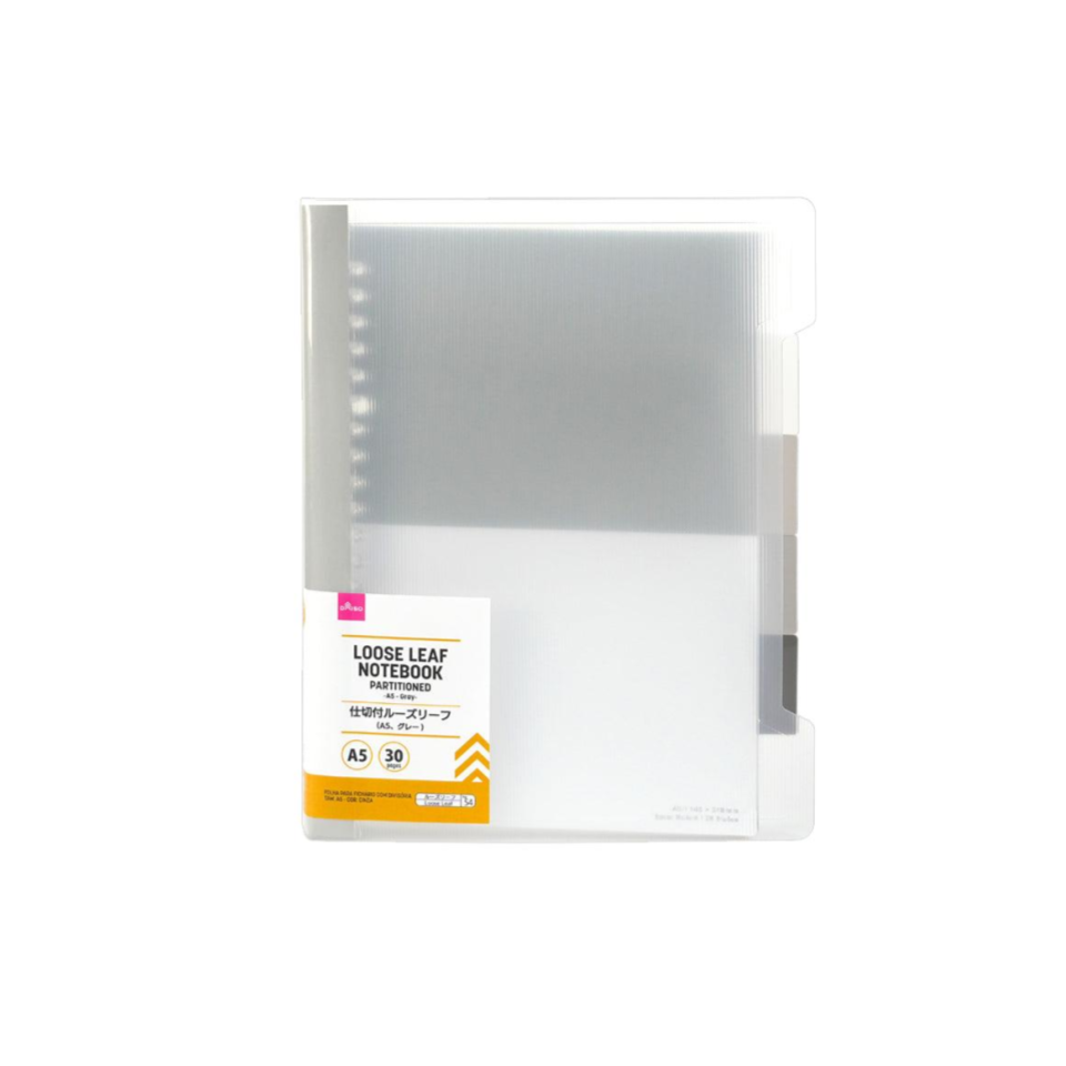 A5 Loose Leaf Notebook Partitioned Grey