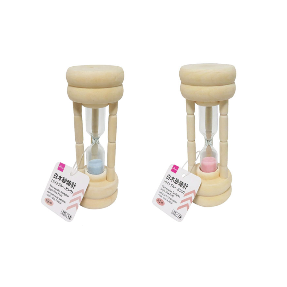 Plain Wooden Sandglass Light Blue/Pink