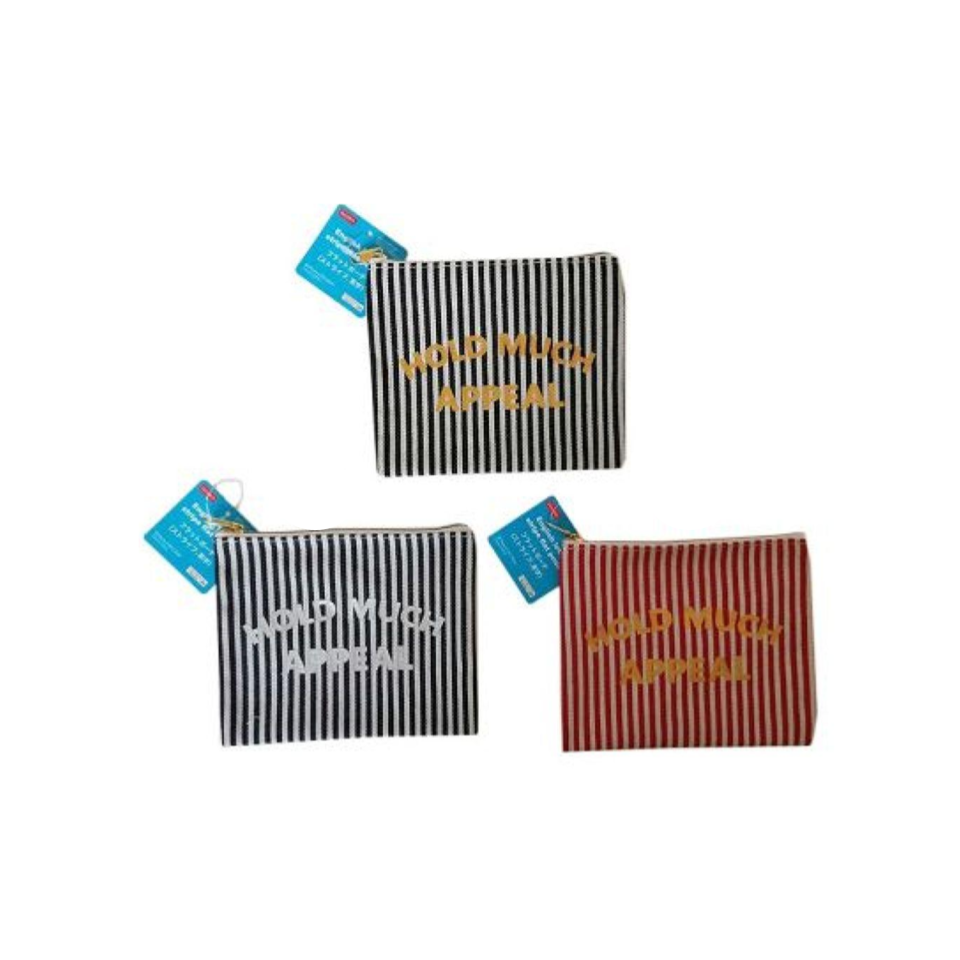 English Letter Stripe Flat Pouch 15cm x 12.5cm