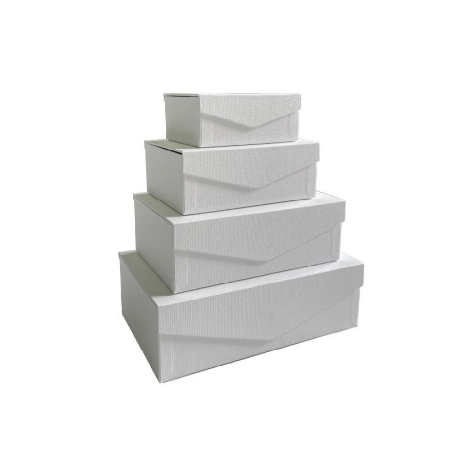 Paper Box with Lid Assorted Sizes Rectangular White