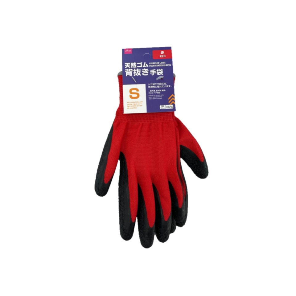 Crinkled Latex Palm Coated Gloves Red S