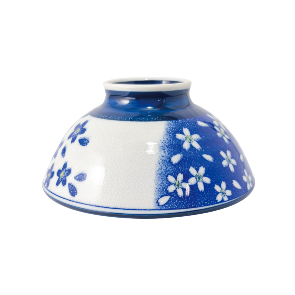 Minoyaki Ohira Bowl Cherry Blossoms Blue