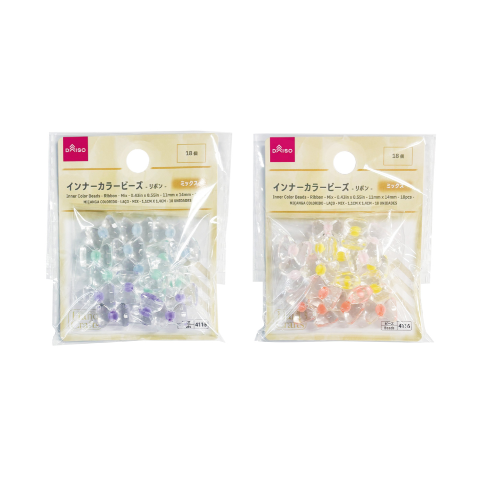 Inner Color Beads Ribbon Mix 11mm x 14mm