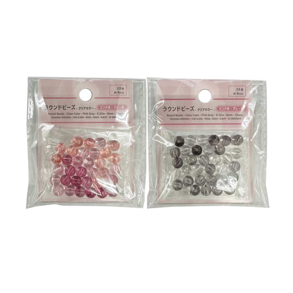 Round Beads Clear Color Pink/Grey 8mm