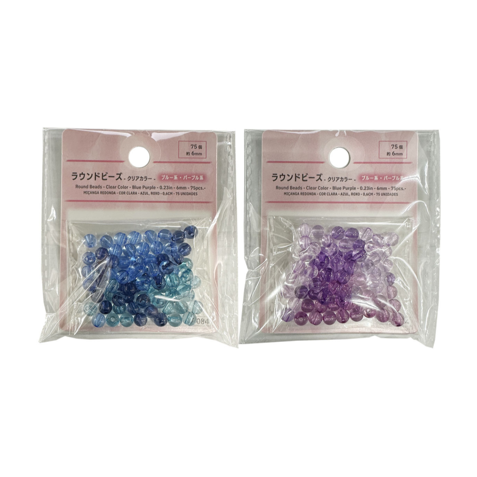 Round Beads Clear Color Blue/Purple 6mm