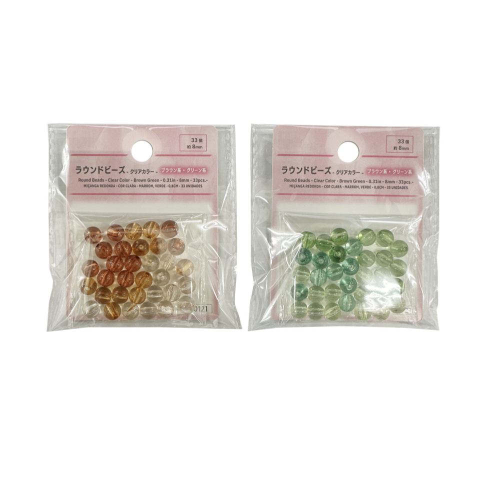 Round Beads Clear Color Brown/Green 8mm