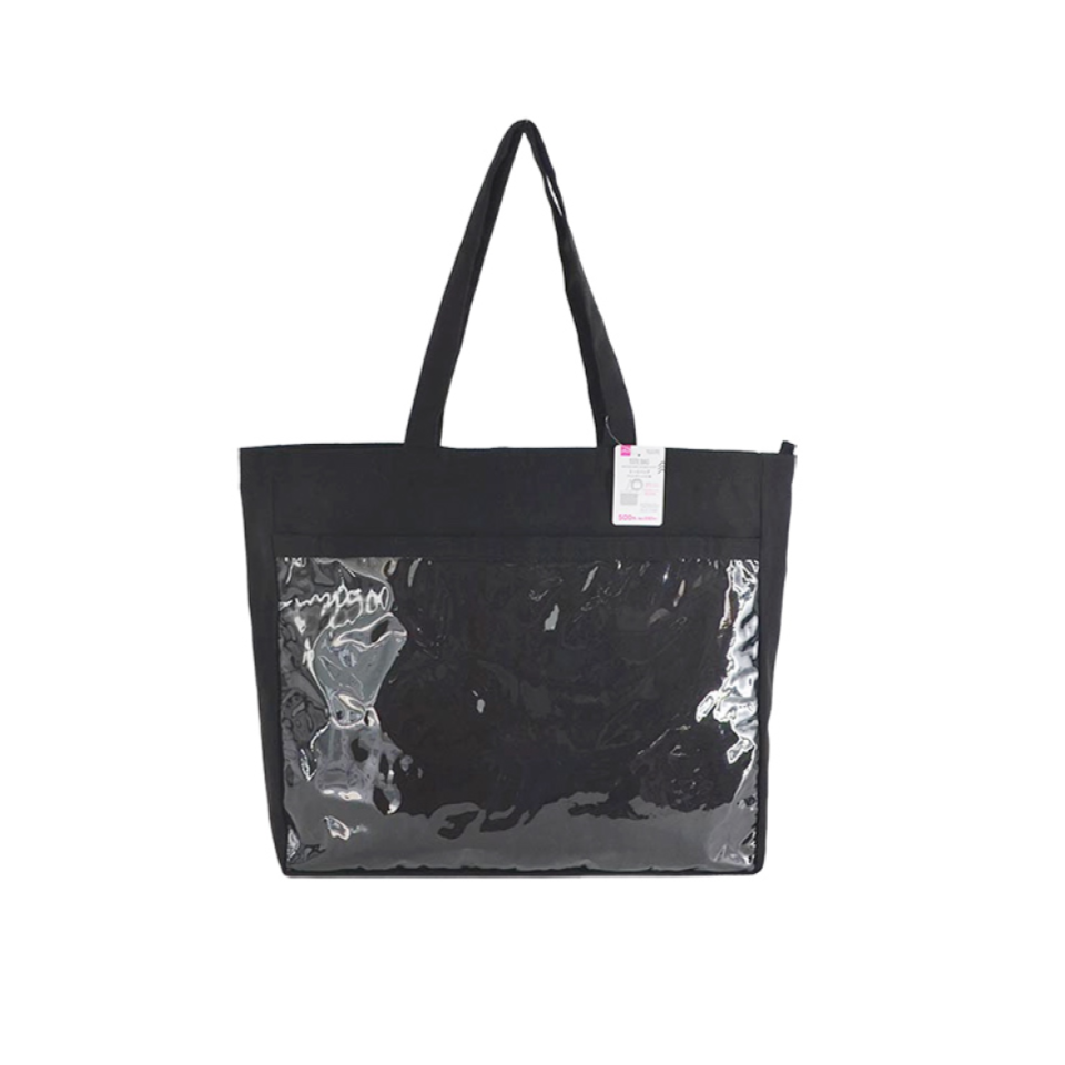 Tote Bag with Polyvinyl Chloride Pocket Black