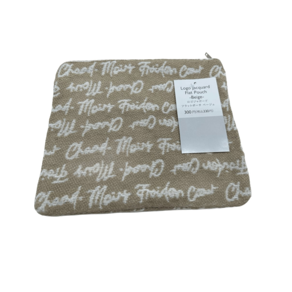 Logo Jacquard Flat Pouch Beige