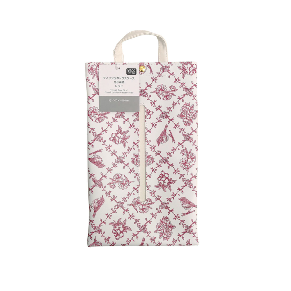 Tissue Box Case Floral Lattice Red