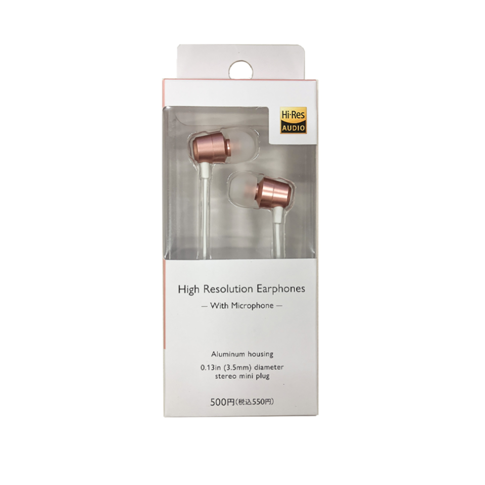 High Resolution Earphones with Microphone Pink