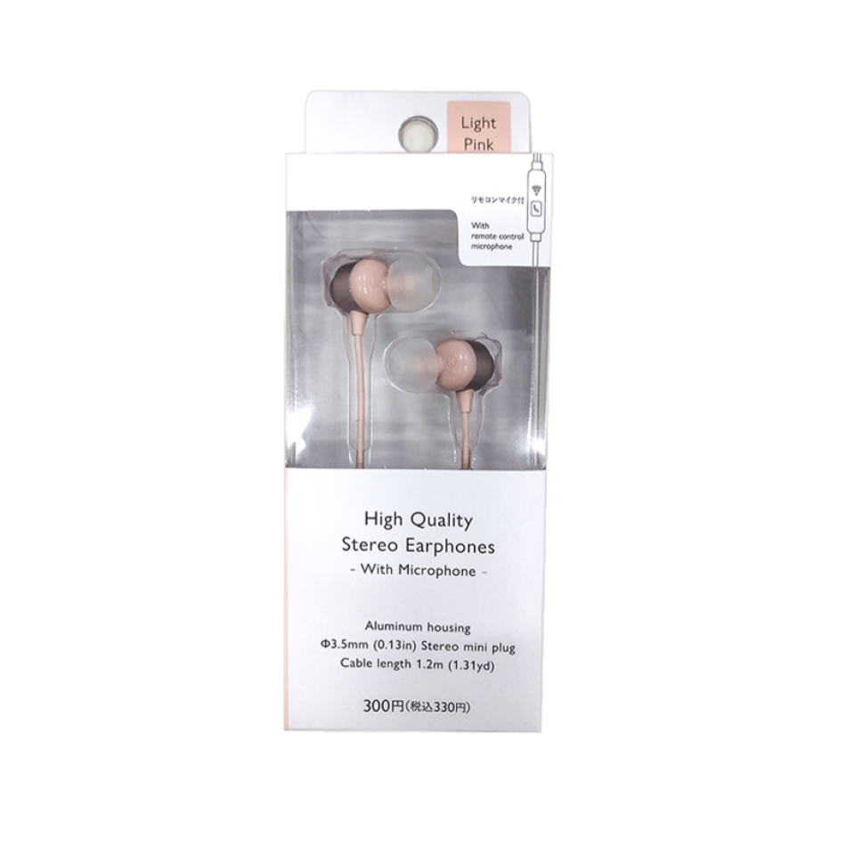 High Quality Stereo Earphones with Microphone 007 Light Pink