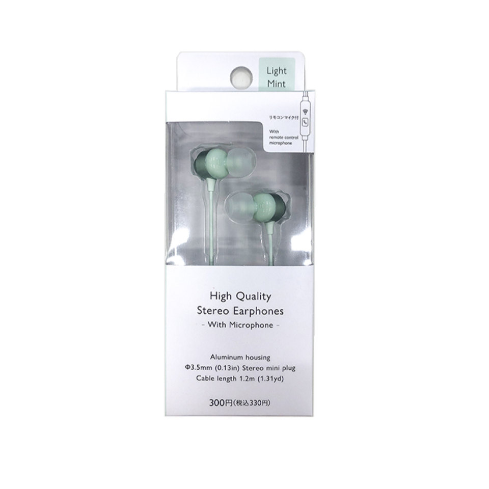 High Quality Stereo Earphones with Microphone 006 Light Mint