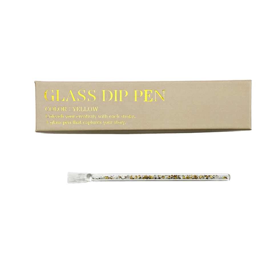 Rhinestone Glass Pen Yellow