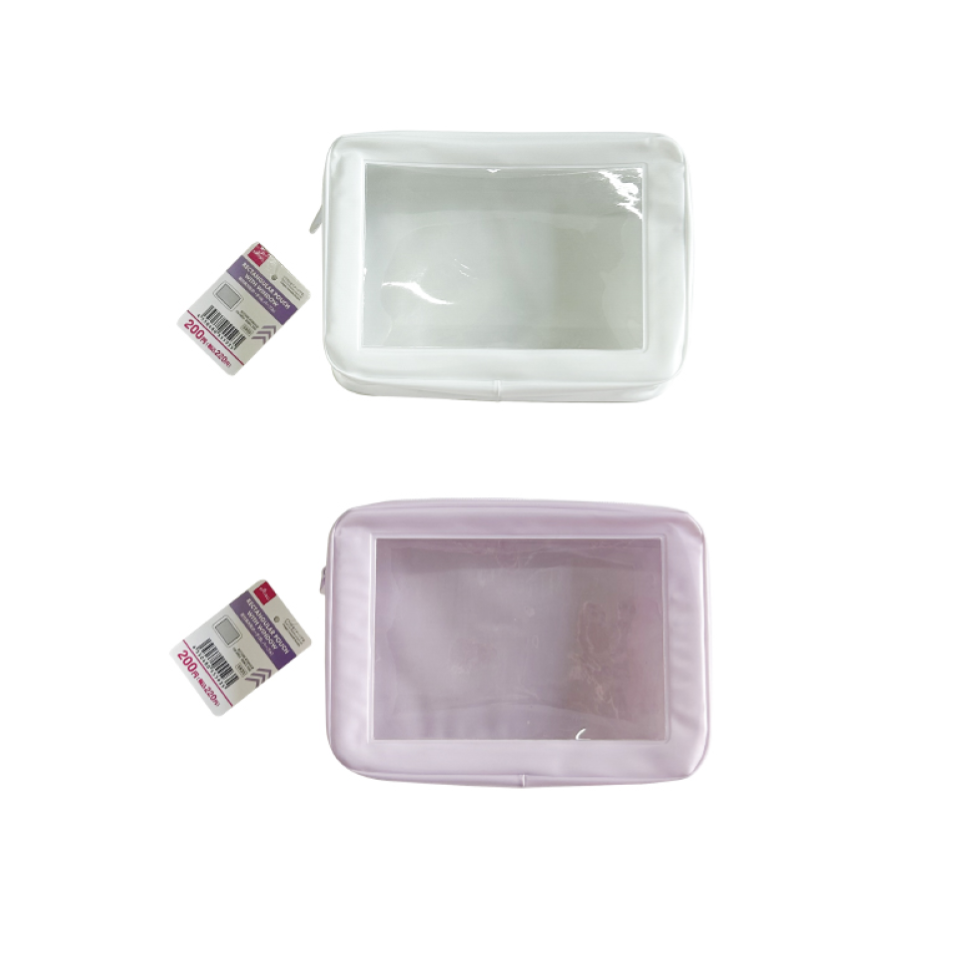 Rectangular Pouch with Window White/Purple