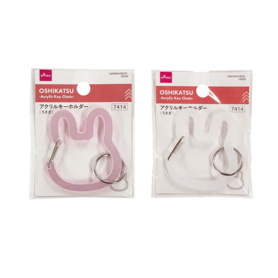 Acrylic Key Chain Rabbit Pink/White