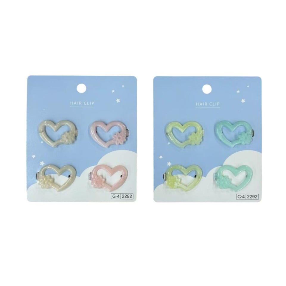 Marble Heart Flower Hair Clips