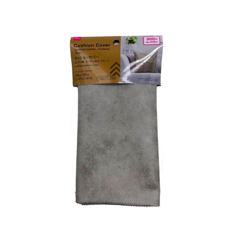 Cushion Cover Synthetic Leather Corduroy Grey