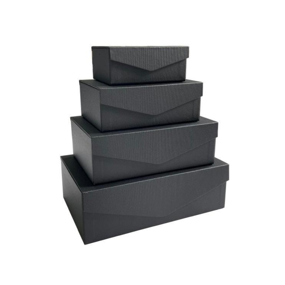Paper Box with Lid Rectangular Black Matte Assorted Sizes