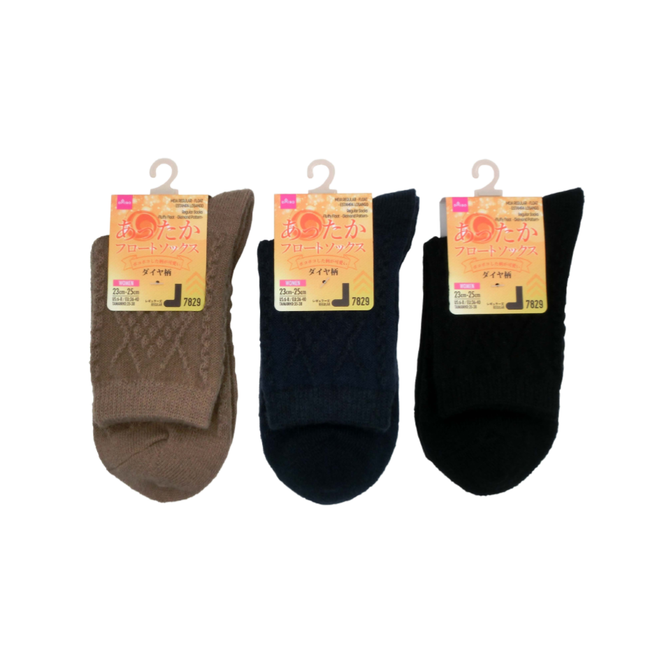 Regular Socks Fluffy Float Diamond Pattern