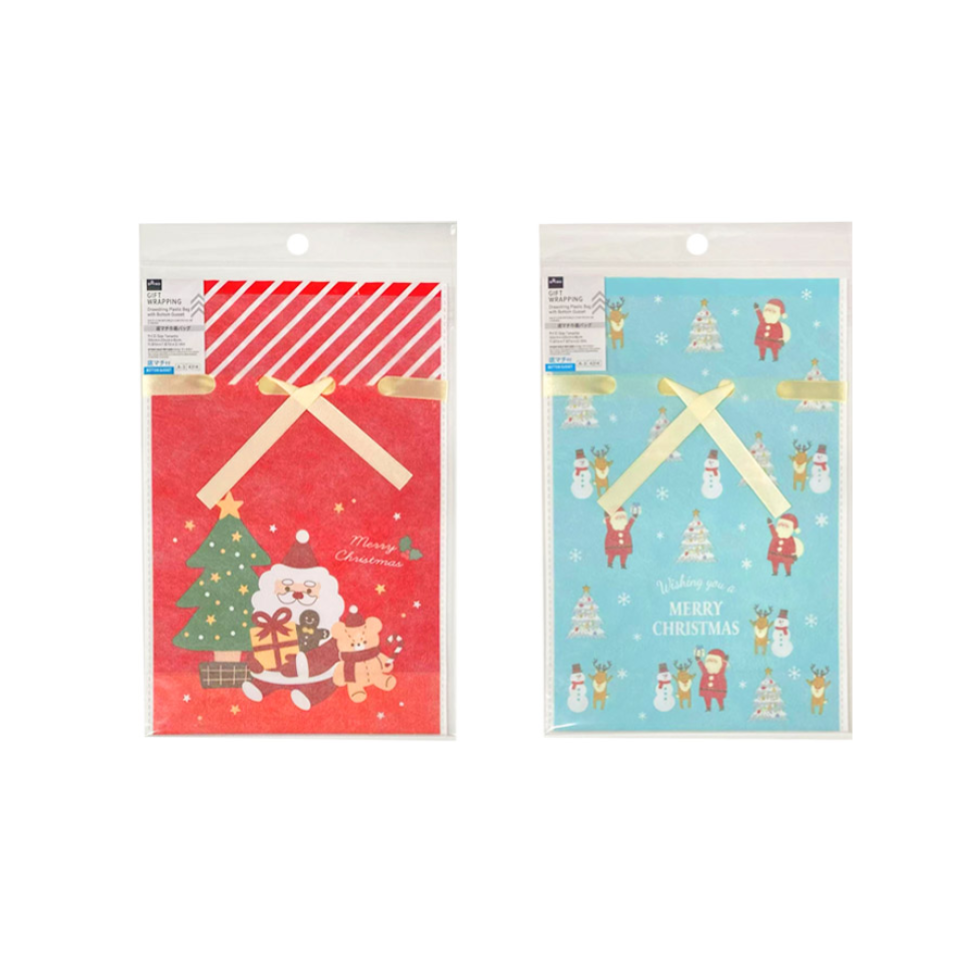 Christmas Drawstring Plastic Bag with Bottom Gusset Kids