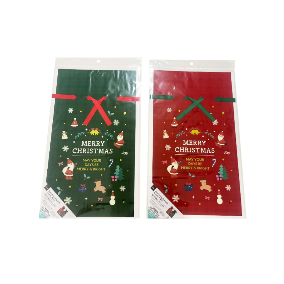 Christmas Drawstring Bag with Gusset Plaid