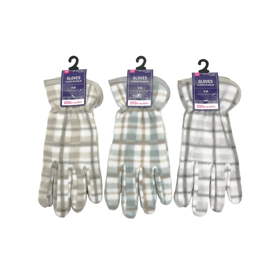 Fleece Gloves Plaid M