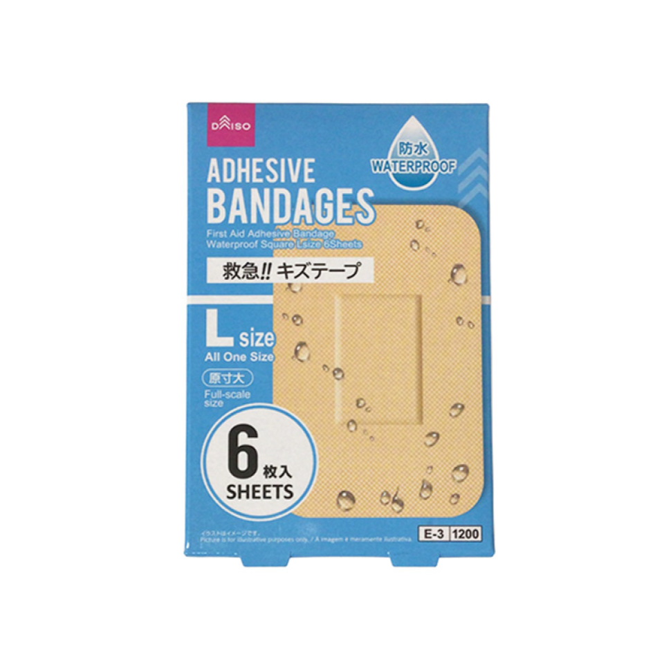 First Aid Adhesive Bandage Waterproof Square L Size 6pcs