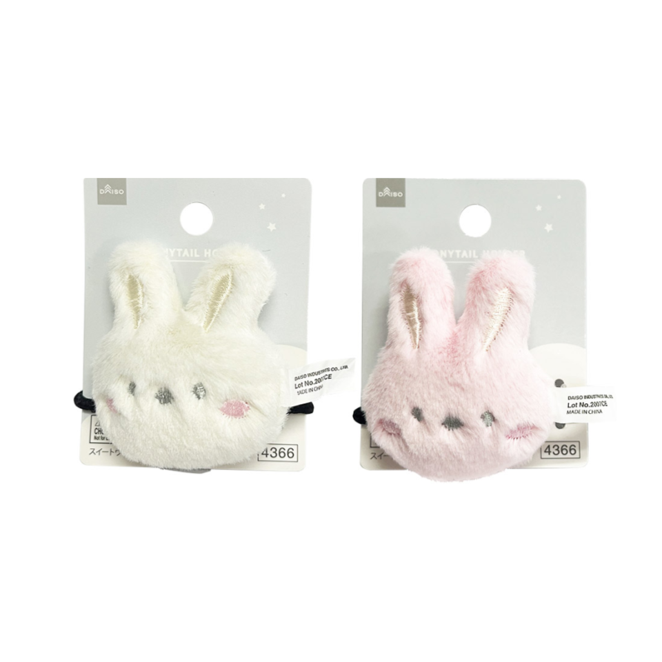 Sweet Rabbit Ponytail Holder Peach/White