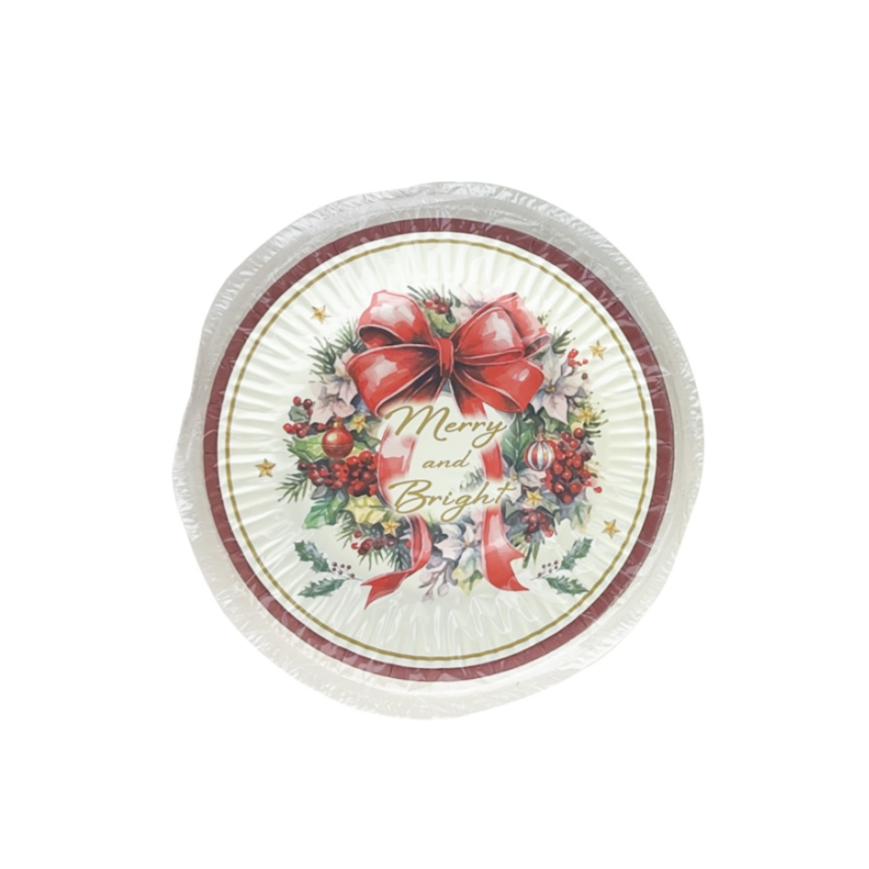 Christmas Paper Platets Botanical Round