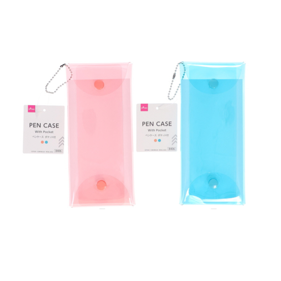 Pen Case with Pocket Pink/Blue