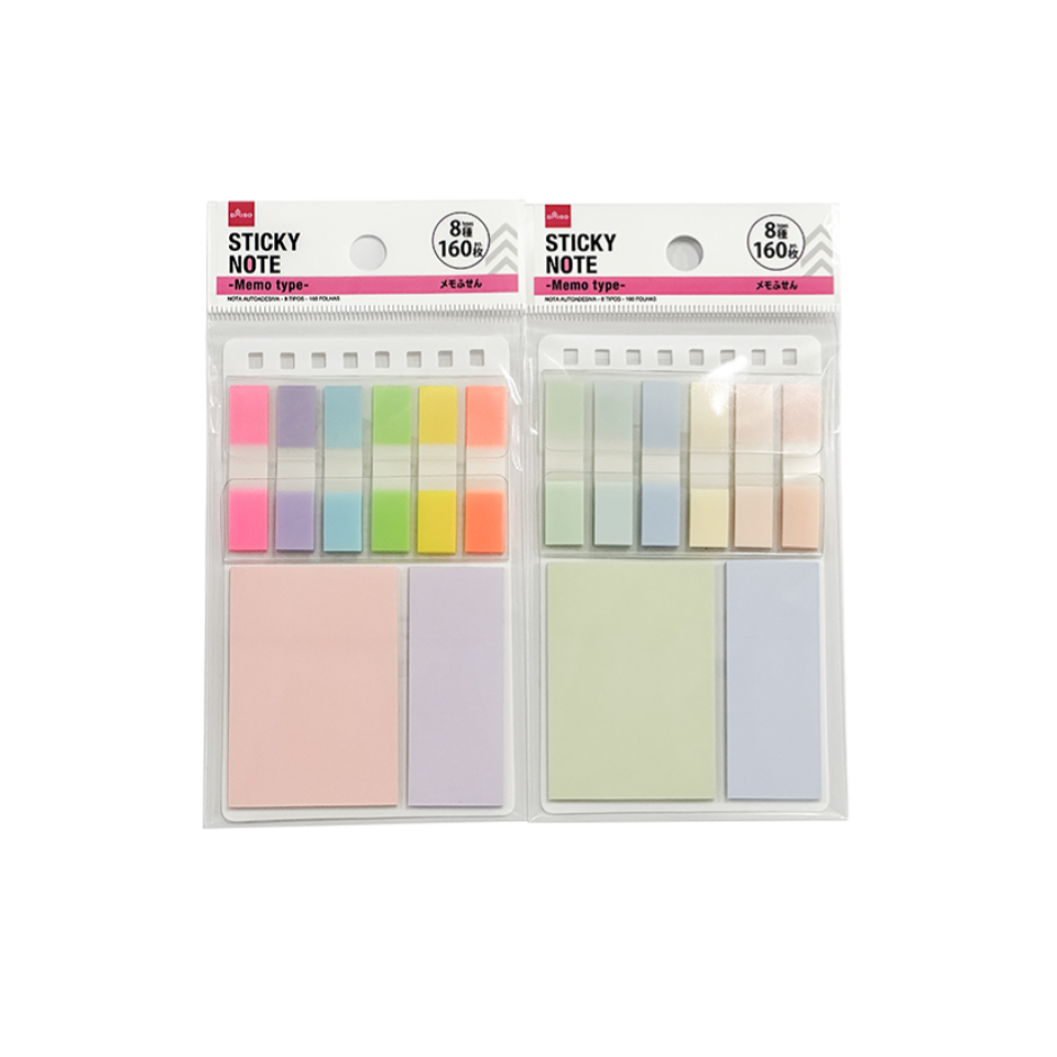 Sticky Notes Menco Memo Sticky Notes 8 Types 160pcs – DAISO SINGAPORE