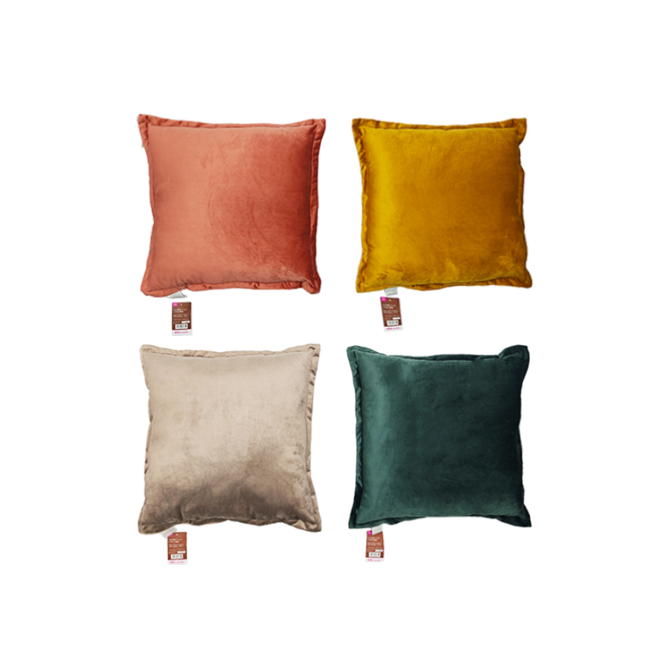 Velour-Like Cushion with Border Plain