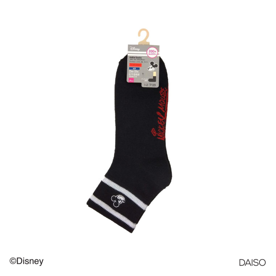 Ankle Socks  Black Line Mickey Mouse